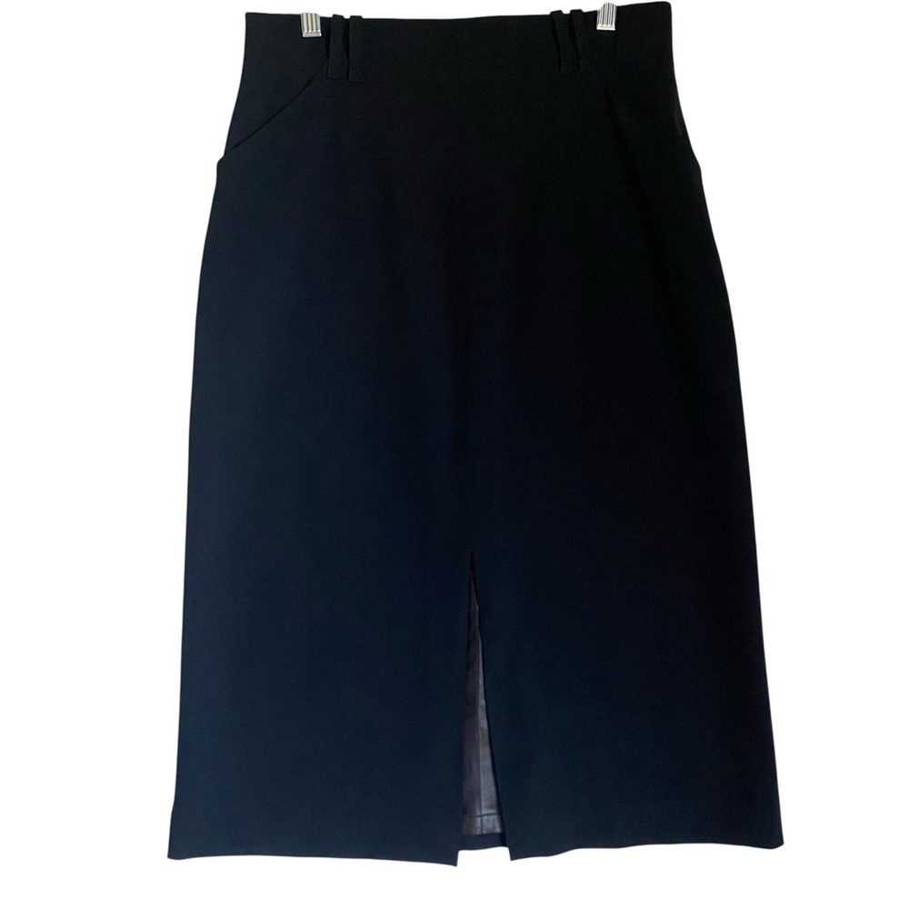 Plein Sud Midi A-line Skirt M Black Pockets Wool Blend Career Preppy Goth Sexy